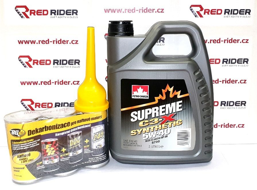 Red-Rider.cz BGSBN40 Dekarbonizační set: BG 109 325 ml, BG 112 325 ml, BG 245 325 ml, Petro Canada C3-X 5W40 5L