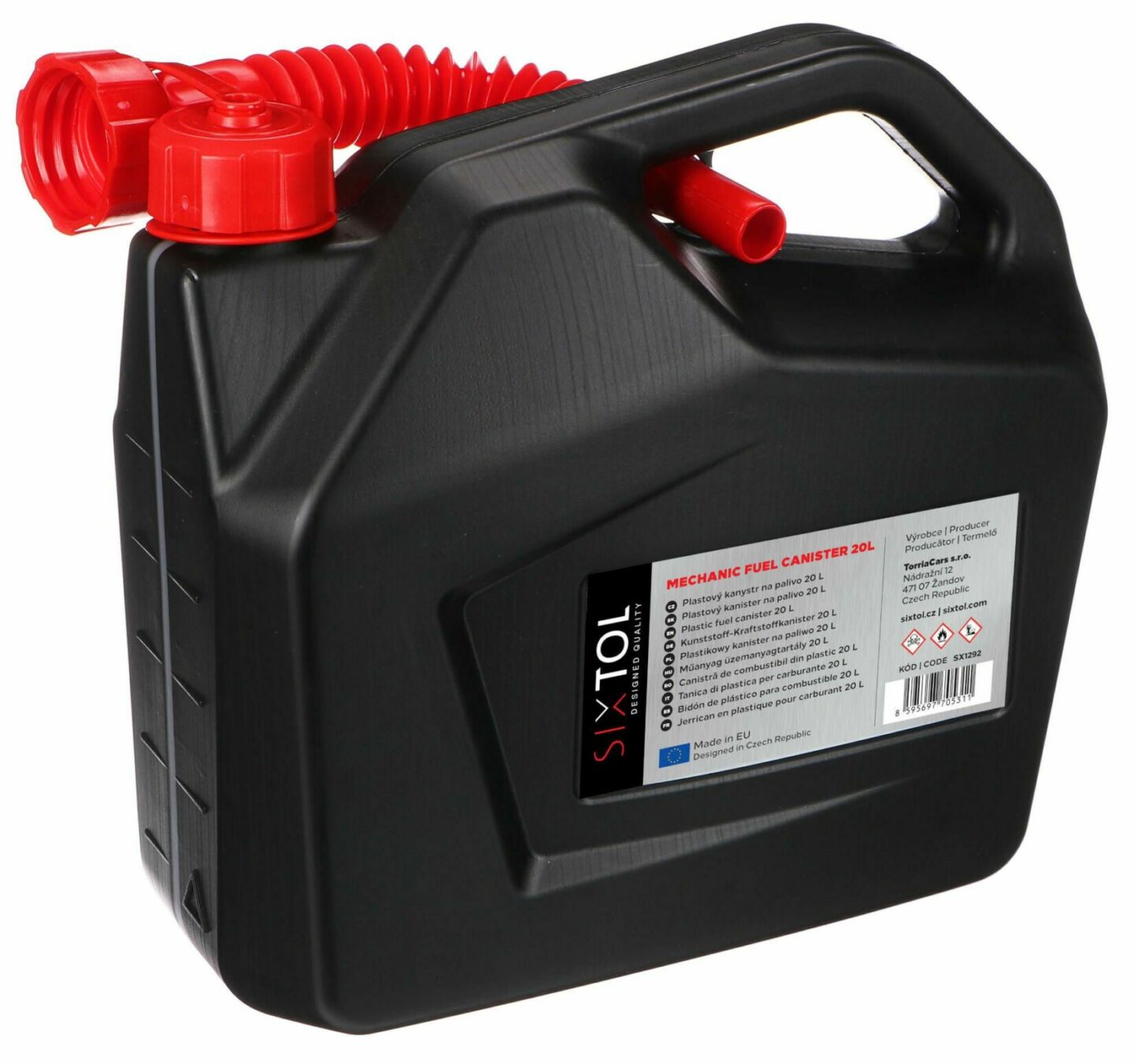 Kanystr plastový MECHANIC FUEL CANISTER 20L, černý SIXTOL | Red Rider