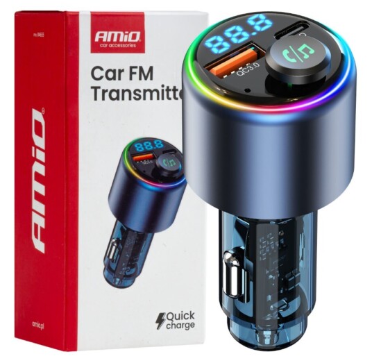 Bluetooth/FM modulátor bezdrátový, 12/24V, 1x USB, 1x USB-C