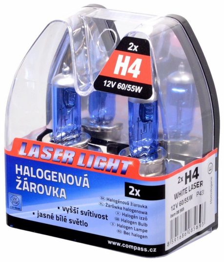 Žárovka Compass White Laser H4 P43t-38 12V 60/55W 2 ks