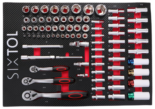 Modul s nářadím do dílenského vozíku MECHANIC TOOL TRAY 6, 80ks SIXTOL