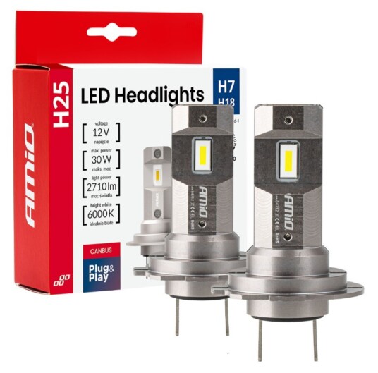 LED autožárovky série H25, H7 H18 bílá Canbus, 12V, 30W, 2710 lm - 2 ks