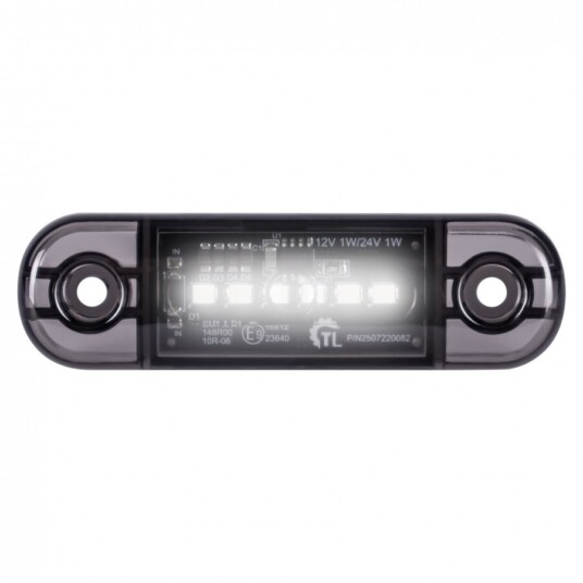 LED poziční světlo bílé 84x24x11mm 6LED 12/24V ECE R10 R148