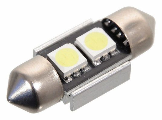 Žárovka 2 SMD LED 12V suf. SV8.5 s rezistorem CAN-BUS ready bílá