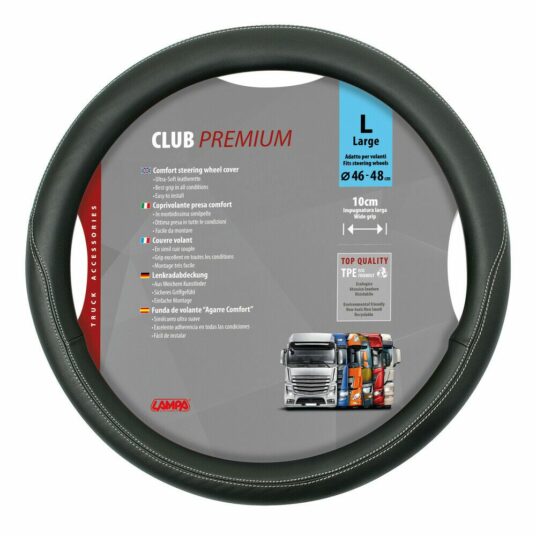 Potah volantu CLUB PREMIUM černý s bílým obšitím 46-48cm