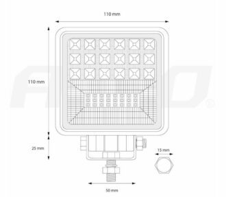 LED pracovní světlo 42 LED 9-36V 3360lm 110x110mm