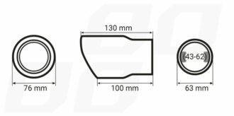 Koncovka výfuku z nerezové oceli - modrá 130x76mm