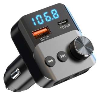 Bluetooth/FM modulátor bezdrátový, 12/24V, 1x USB, 1x USB-C