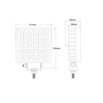 LED světlo (s vypínačem) na pracovní stroje 10-30V, 30x1W, ECE R10