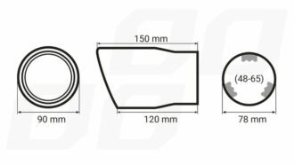 Koncovka výfuku z nerezové oceli - modrá 150x90mm