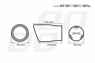 Koncovka výfuku z nerezové oceli - stříbrná 150x90mm