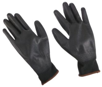 Rukavice pracovní z polyesteru polomáčené v PU GLOVE PE-PU 9, černé, vel 9", 6 párů SIXTOL