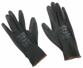 Rukavice pracovní z polyesteru polomáčené v polyuretanu GLOVE PE-PU 9, černé, velikost 9" SIXTOL