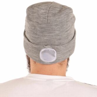 Čepice s čelovkou 180lm, nabíjecí, USB, univerzální velikost, bavlna/PE, světle šedá SIXTOL