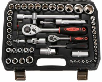 SET 1 Gola sada TOOL SET PLUS 108 + Dětské nářadí KIDS 12 + Čepice s čelovkou B-HAT, černá SIXTOL