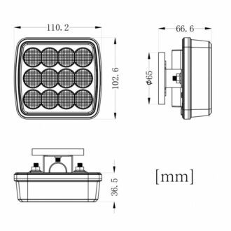 Výstražné LED světlo vnější oranžové, 12-24V 12LED 5W, ECE R65, ECE R10, 110x102 mm