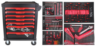 Dílenský vozík na nářadí MECHANIC TROLLEY KEVIN 253, 7 šuplíků, 253 ks nářadí SIXTOL