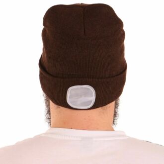 Čepice s čelovkou 180lm, nabíjecí, USB, univerzální velikost, bavlna/PE, hnědá SIXTOL