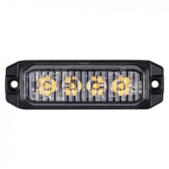Výstražné LED světlo vnější oranžové, 12-24V 4LED 12W, ECE R65, 101x32 mm