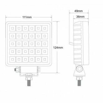 LED světlo (s vypínačem) na pracovní stroje 10-30V, 30x1W, ECE R10