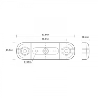 LED poziční světlo červené 84x24x11mm 3LED 12/24V ECE R10 R148