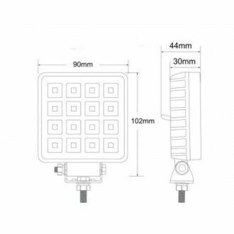 LED světlo (s vypínačem) na pracovní stroje 10-30V, 16x1W, ECE R10