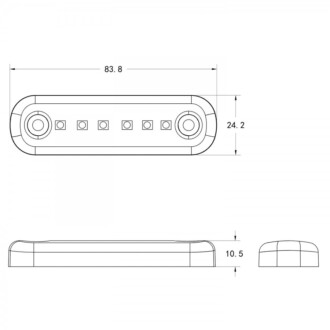 LED poziční světlo oranžové 84x24x11mm 6LED 12/24V ECE R10 R148