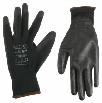 Rukavice pracovní z polyesteru polomáčené v polyuretanu GLOVE PE-PU 9, černé, velikost 9" SIXTOL