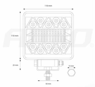 LED pracovní světlo 26 LED 9-36V 2080lm 110x110mm