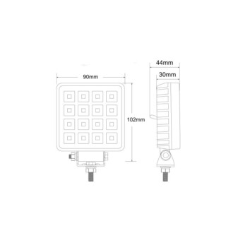 LED světlo (s vypínačem) na pracovní stroje 10-30V, 16x1W, ECE R10