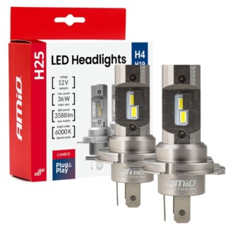 LED autožárovky série H25, H4 H19 bílá Canbus, 12/24V, 36W, 3588 lm - 2 ks