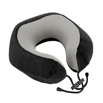 Ergonomický cestovní polštář z paměťové pěny LAMPA - černošedý