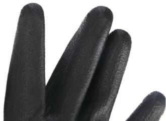 Rukavice pracovní z polyesteru polomáčené v PU GLOVE PE-PU 11, černé, vel 11", 6 párů SIXTOL